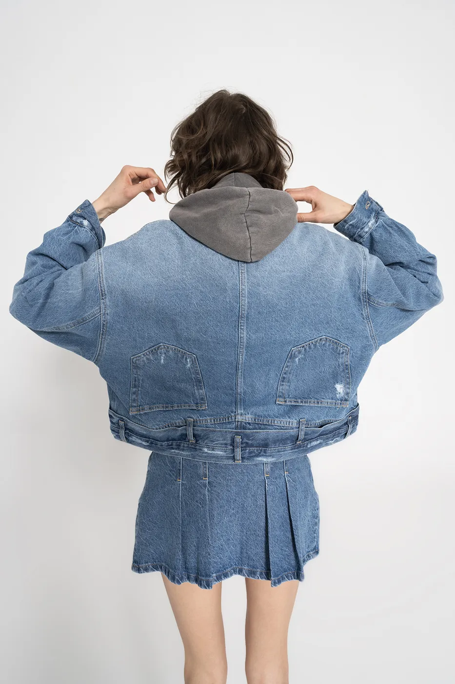 Bayan Mavi Yıpratmalı Denim Mont