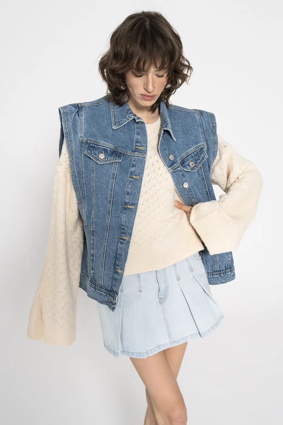 Bayan Mavi Denim Yelek