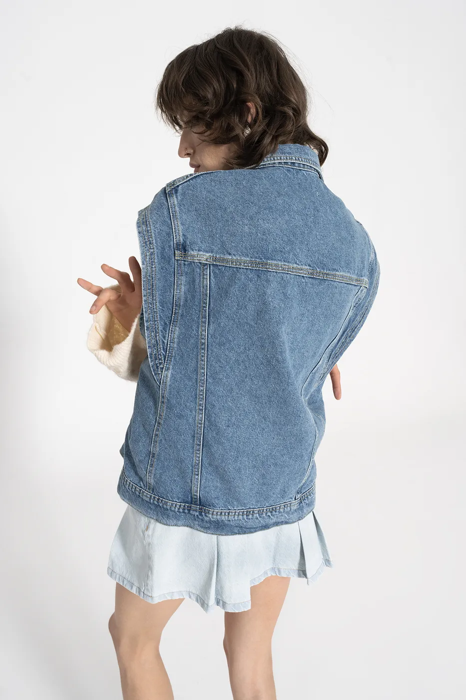 Bayan Mavi Denim Yelek