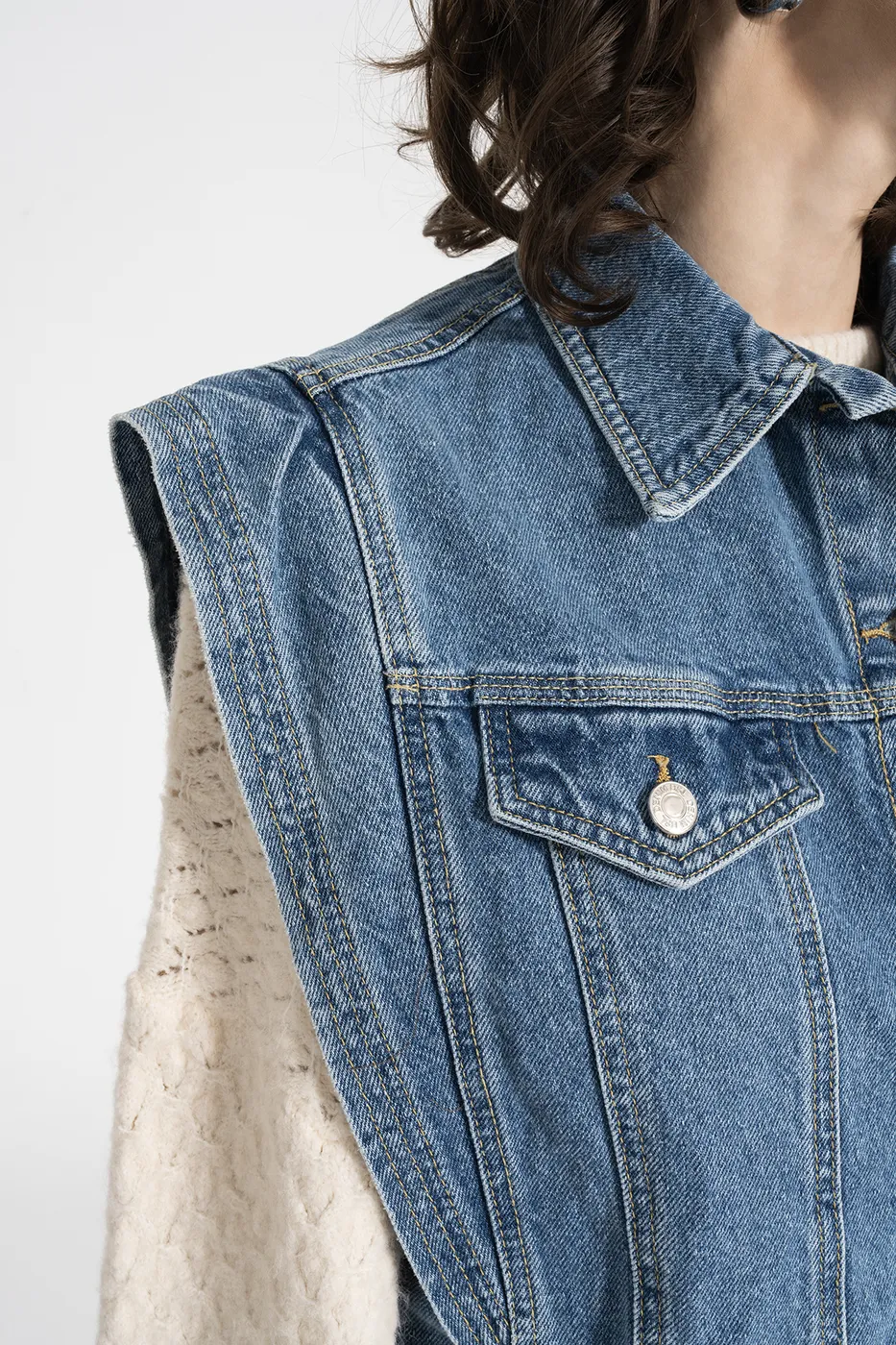 Bayan Mavi Denim Yelek