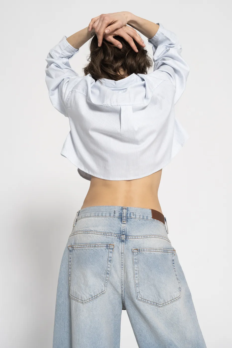 Bayan Mavi Düşük Bel Bol Denim Pantolon