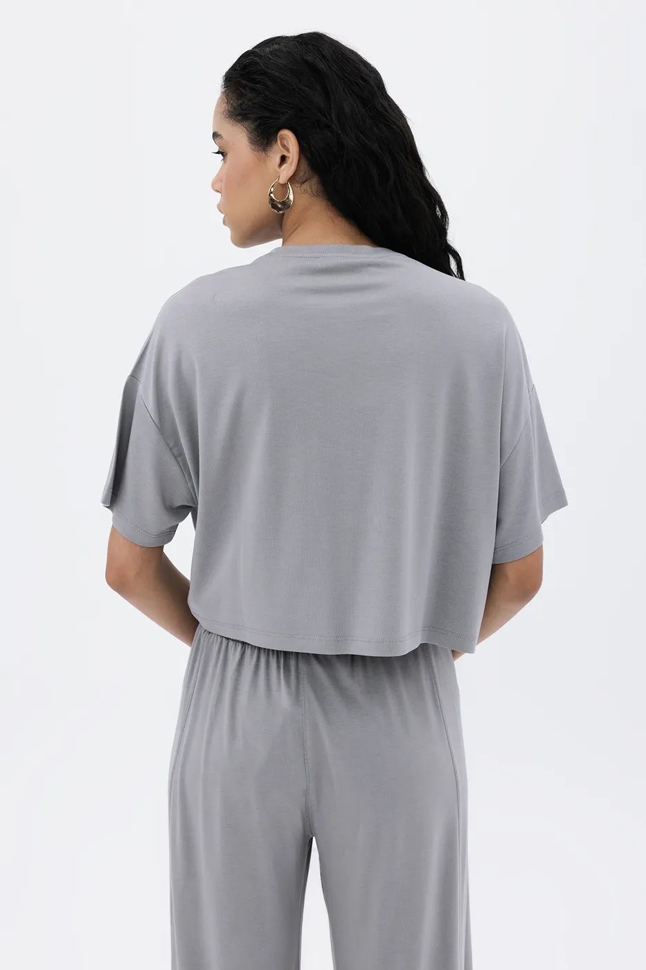 Bayan Gri Basic Tshirt
