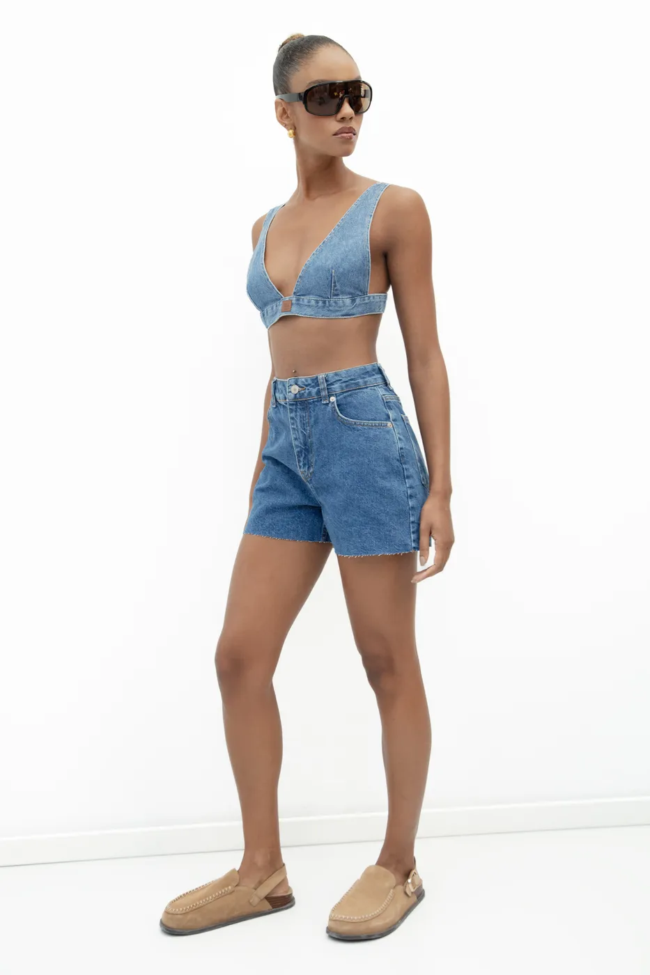 Bayan Mavi Basic Denim Mini Şort