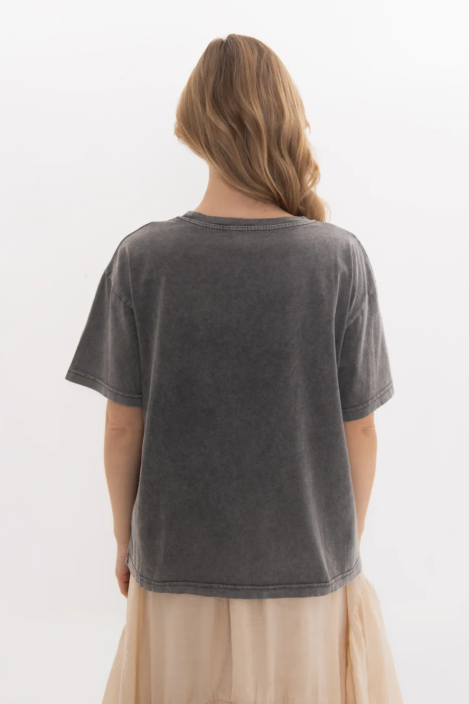 Bayan Antrasit Baskılı Basic Tshirt