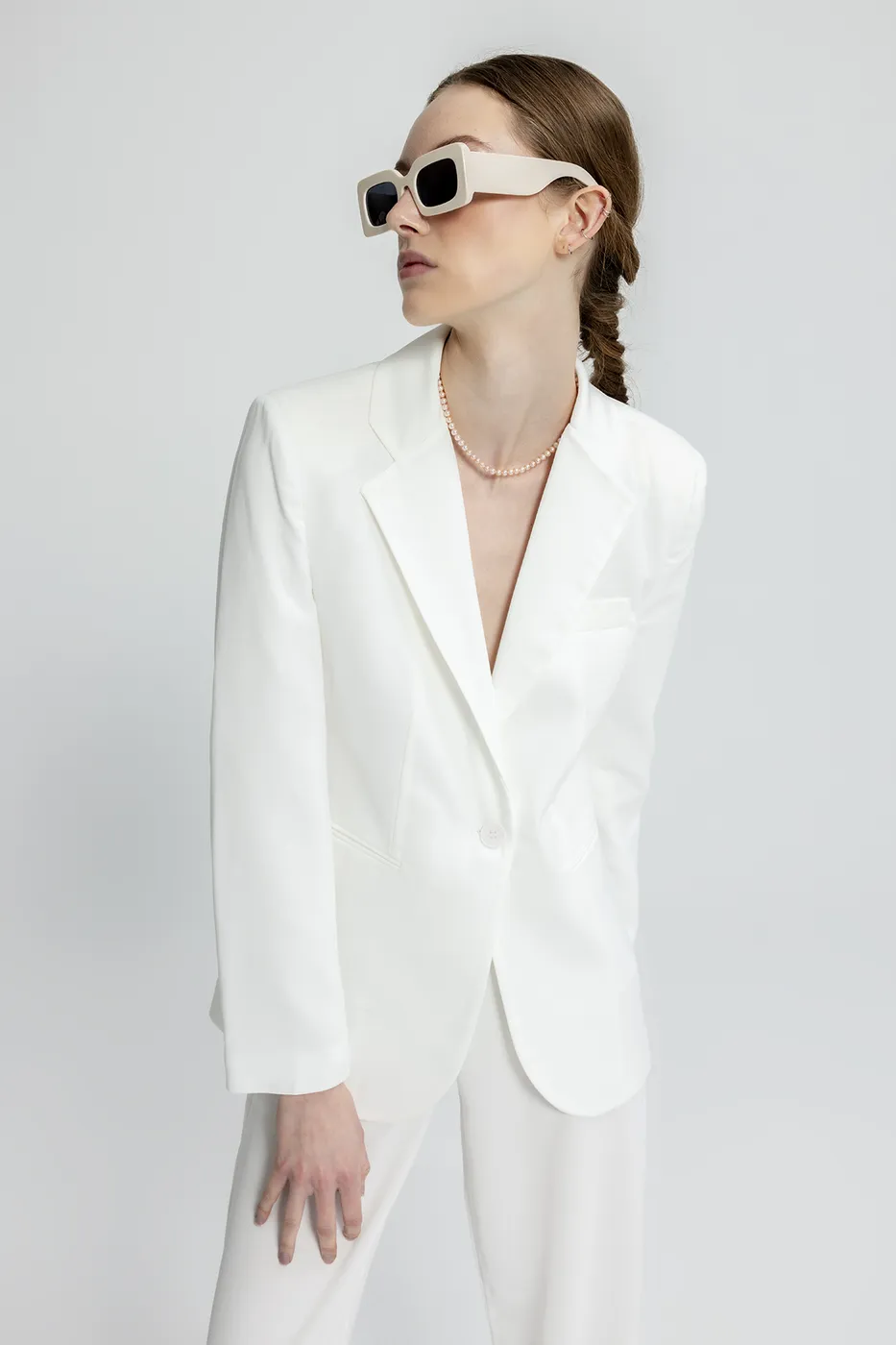 Bayan Beyaz Blazer Ceket