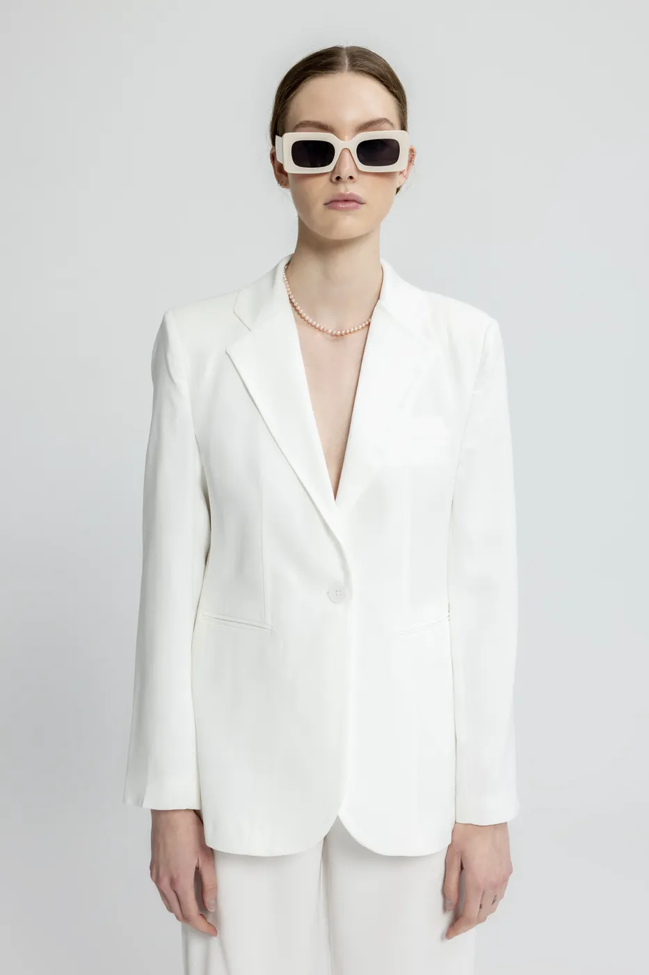Bayan Beyaz Blazer Ceket