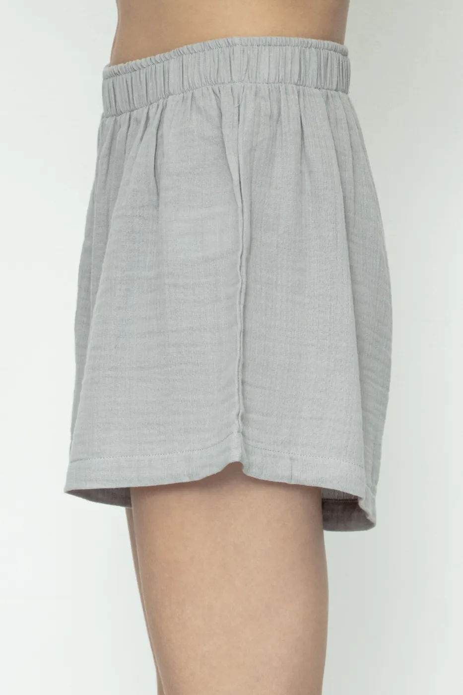 Bayan Gri %100 Cotton Müslin Mini Şort