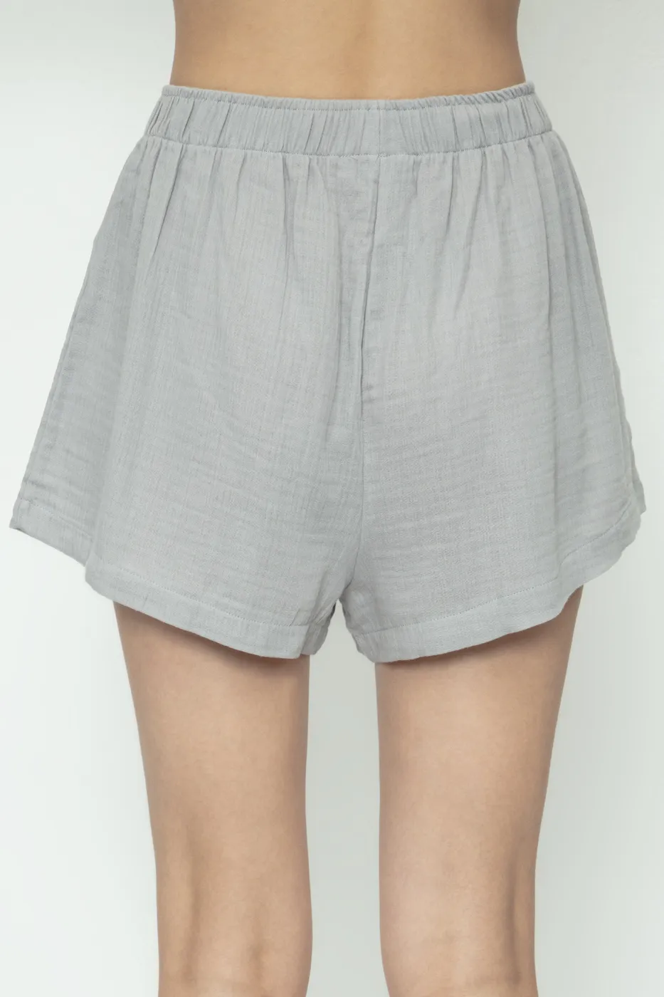 Bayan Gri %100 Cotton Müslin Mini Şort