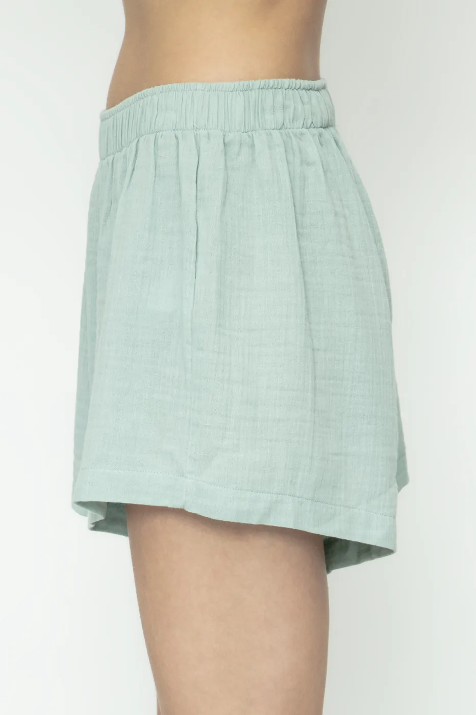 Bayan Yeşil %100 Cotton Müslin Mini Şort