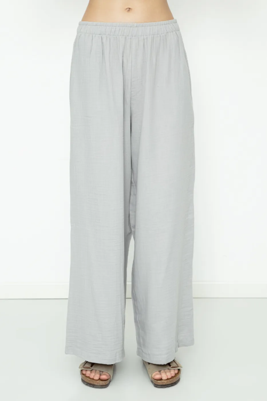 Bayan Gri %100 Cotton Bol Paça Oversize Pantolon