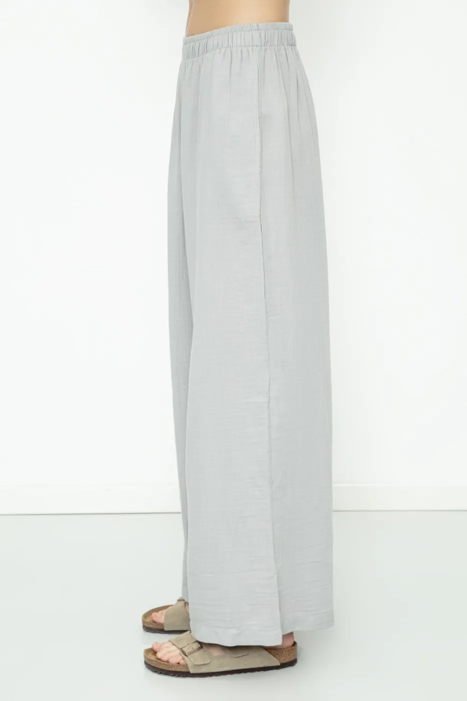 Bayan Gri %100 Cotton Bol Paça Oversize Pantolon