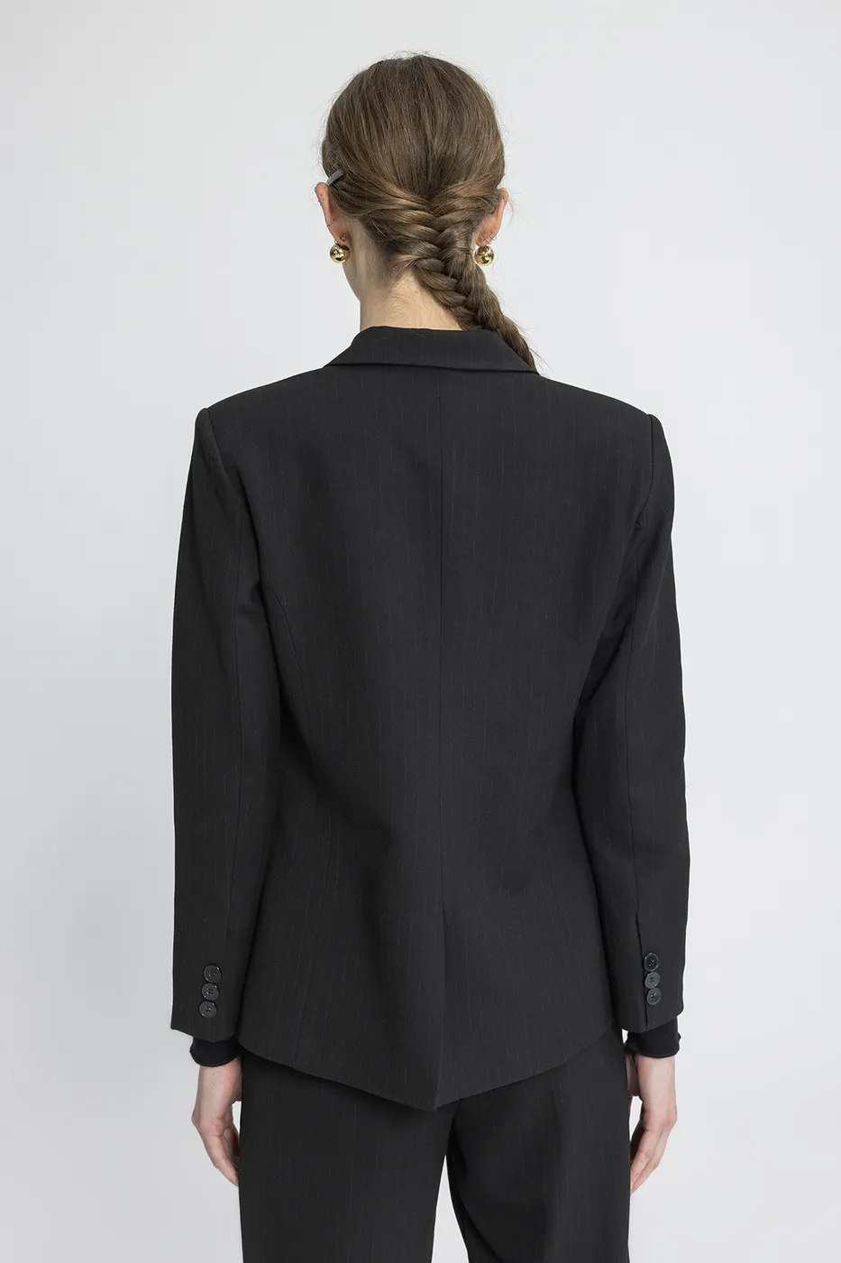Bayan Siyah Kruvaze Blazer Ceket