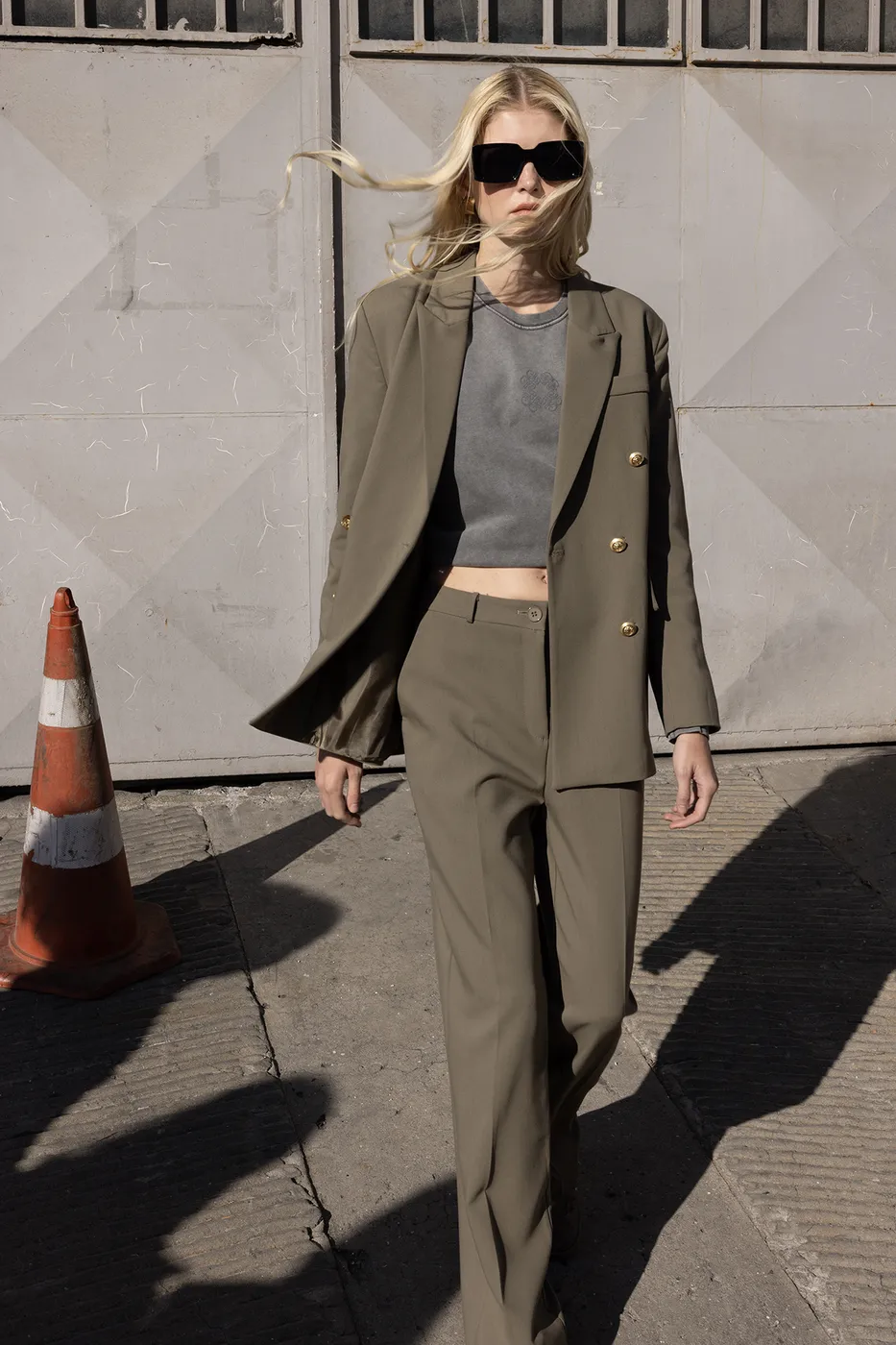 Bayan Haki Kruvaze  Blazer Ceket