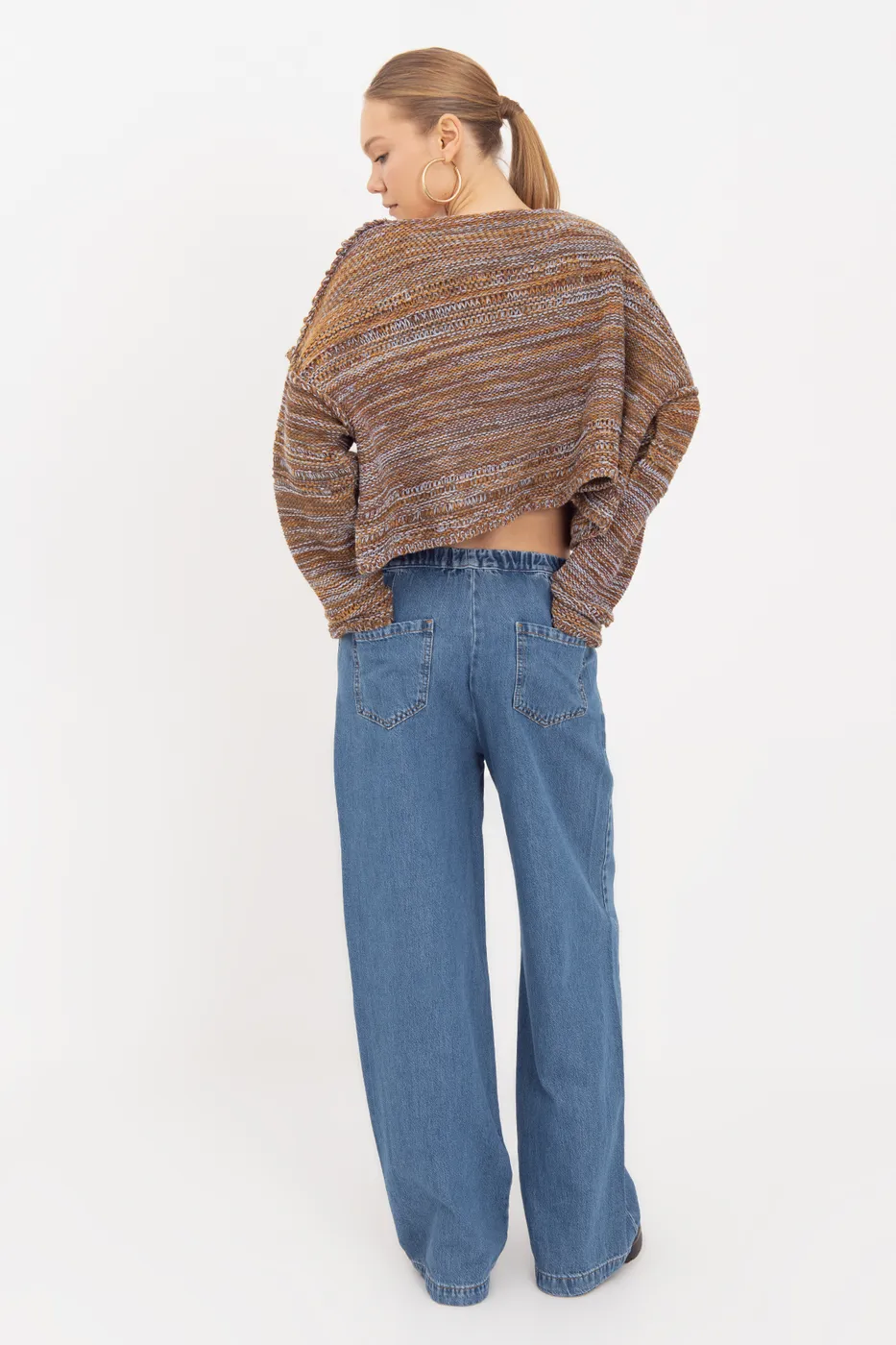 Bayan Lacivert Jogger Denim Pantolon