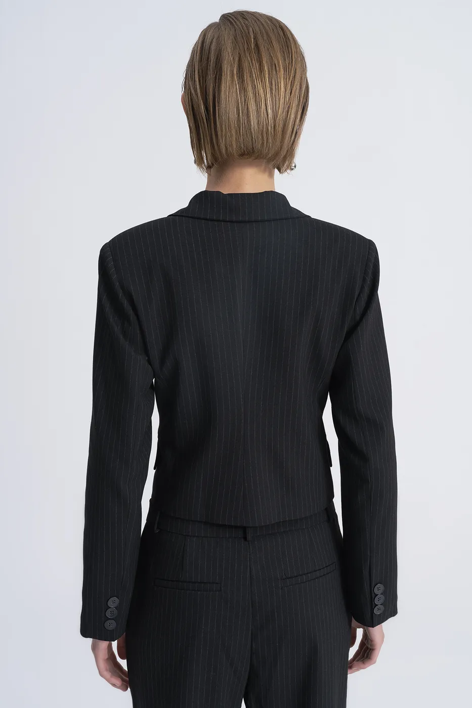 Bayan Siyah Crop Blazer Ceket