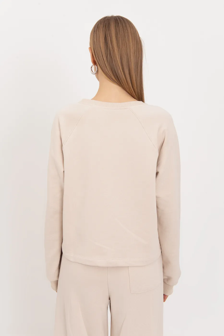 Bayan Bej Patlı Cotton Sweatshirt