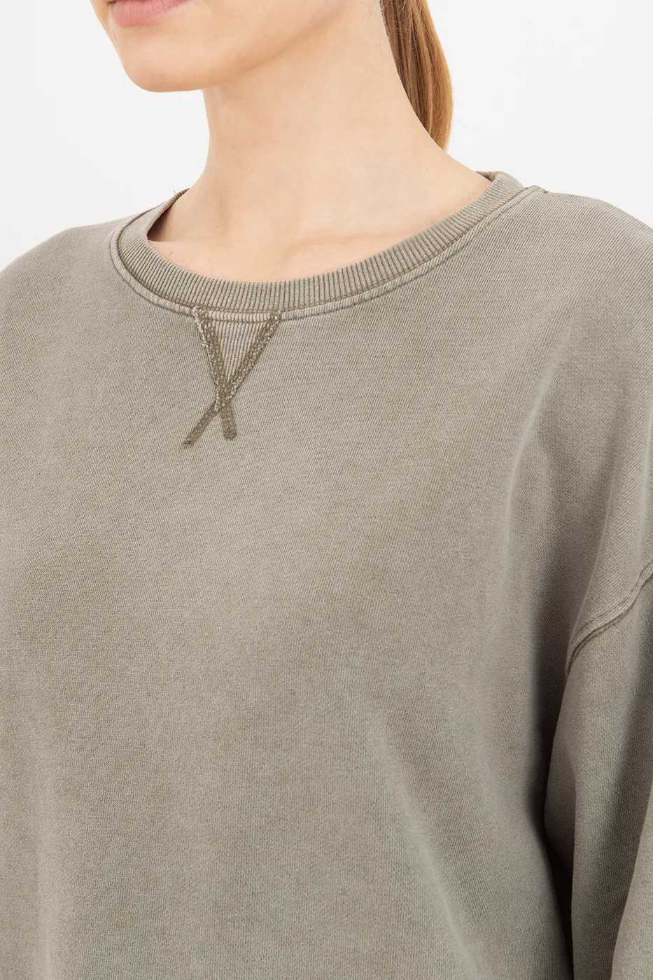 Bayan Haki Yıkamalı Baskılı Sweatshirt