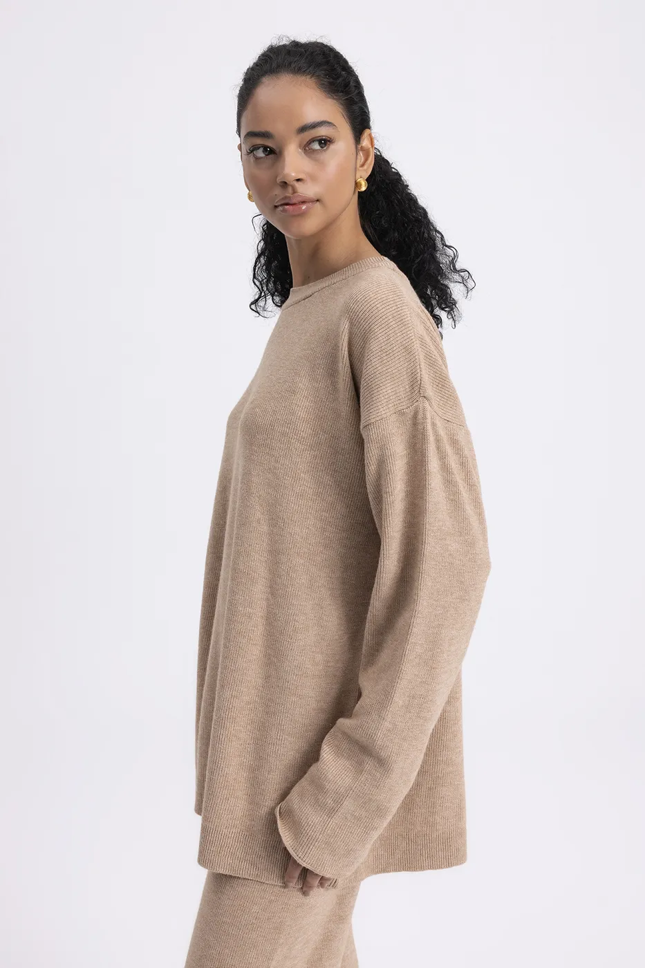Bayan Vizon Oversize Örgü Kazak