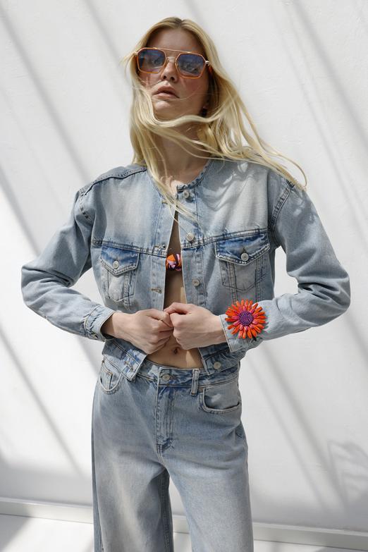 Yıkama Efektli  Denim Mont