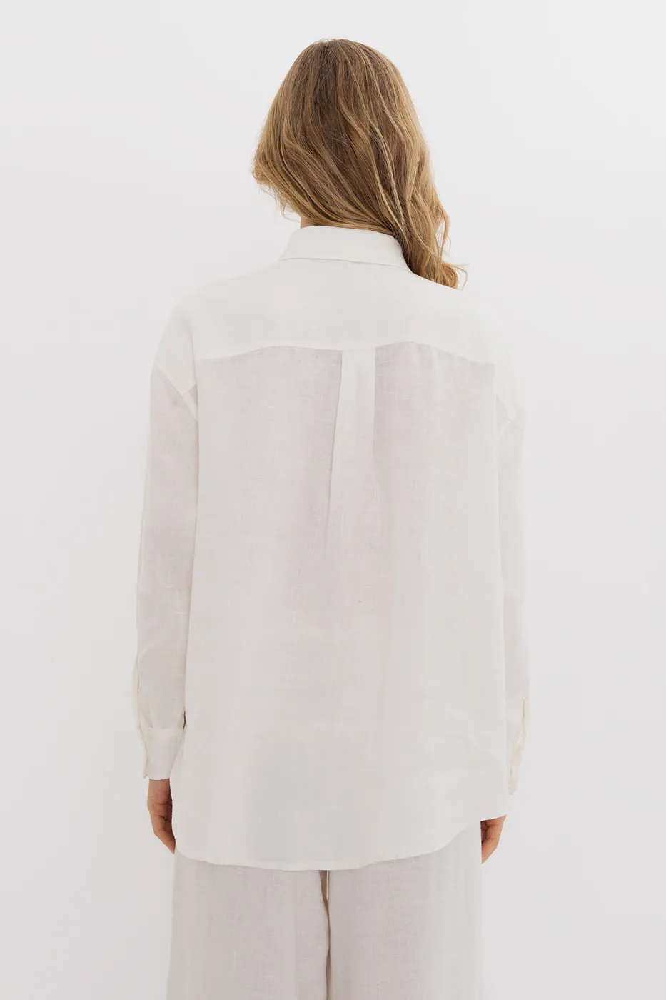 Bayan Beyaz %100 Keten Oversize Gömlek