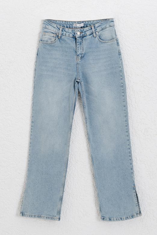 Paça Yırtmaçlı Denim Pantolon