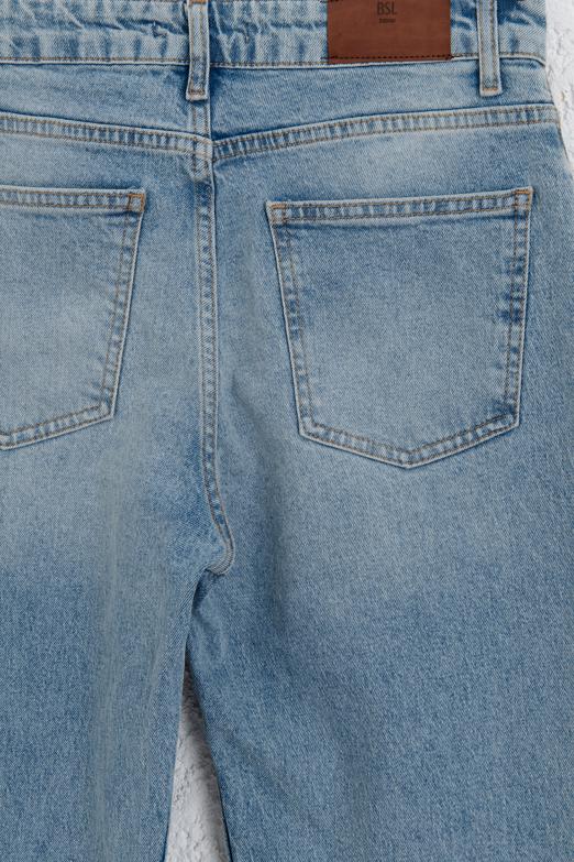 Paça Yırtmaçlı Denim Pantolon