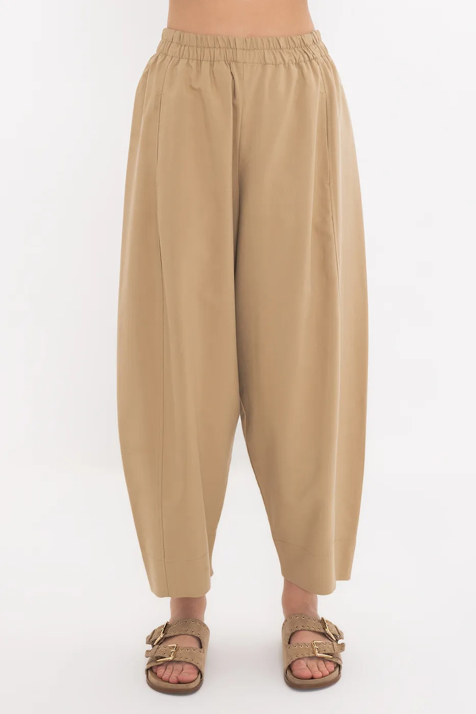 Bayan Camel Büzgülü Balon Pantolon