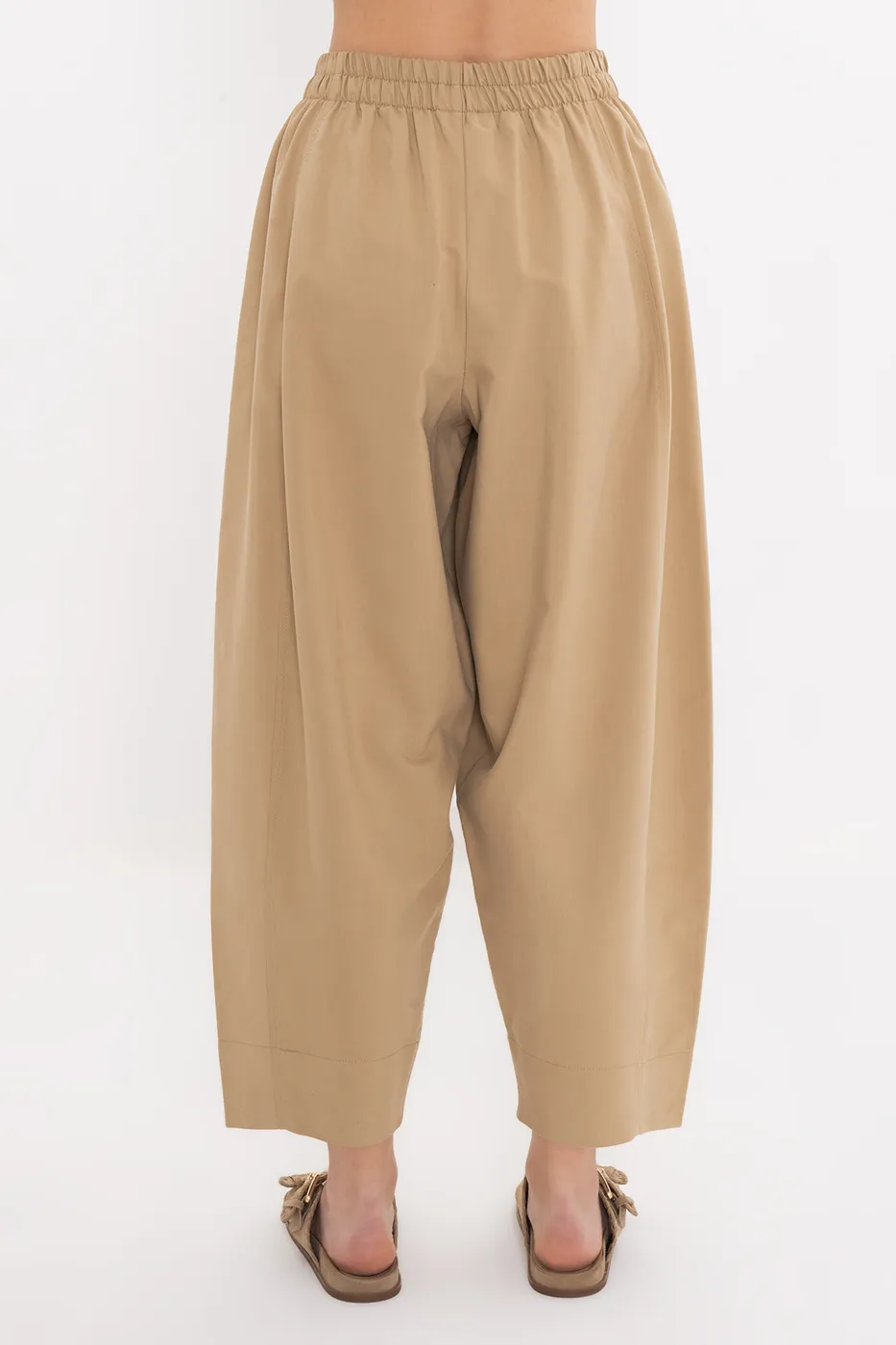 Bayan Camel Büzgülü Balon Pantolon