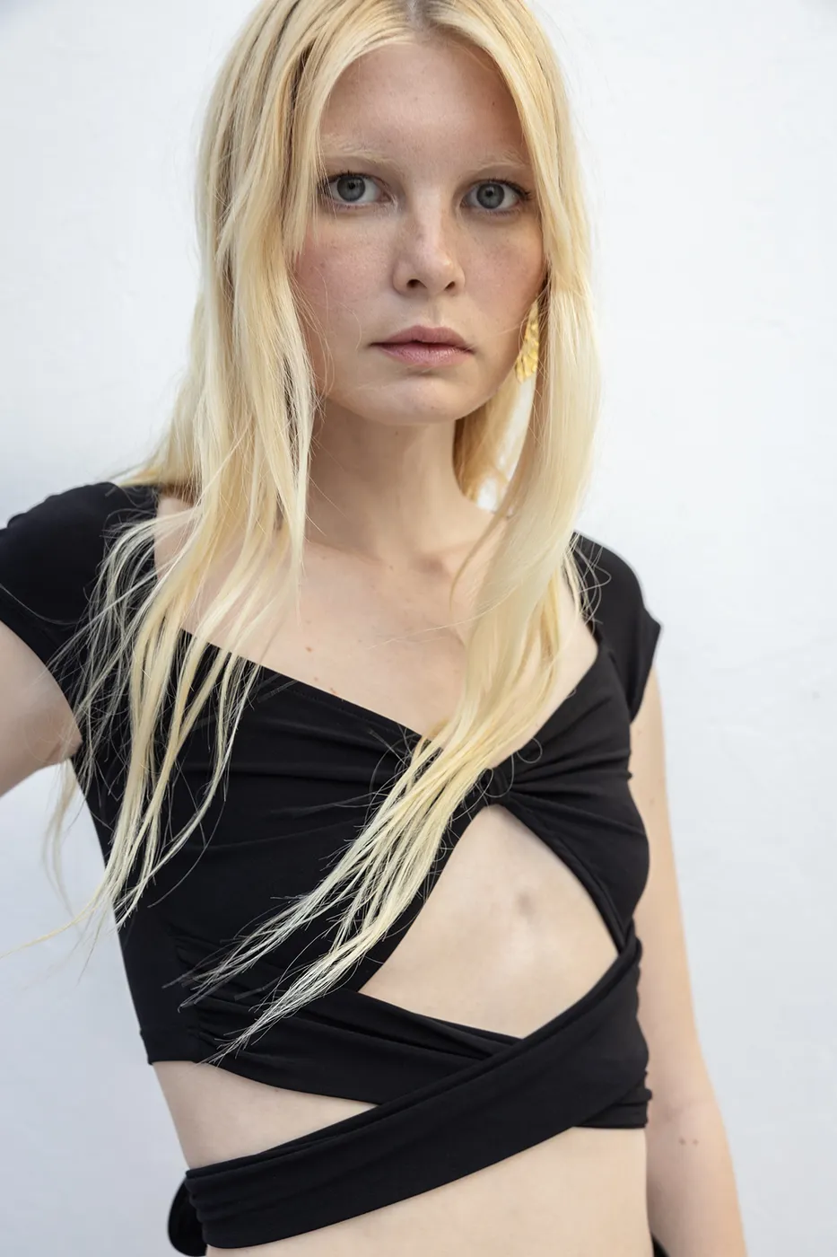 Bayan Siyah Bağlamalı Crop Top