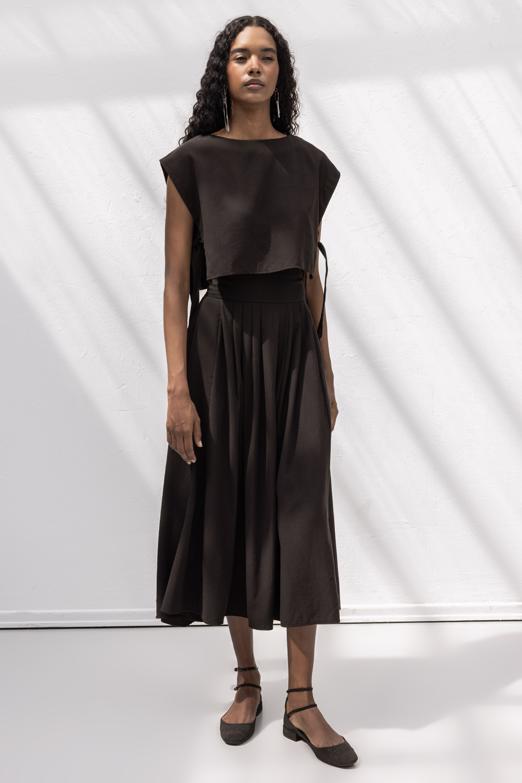 %100 Tencel Pile  Detaylı  Midi Etek