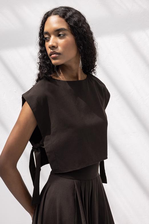 %100 Tencel Yan Bağlama Detaylı  Bluz