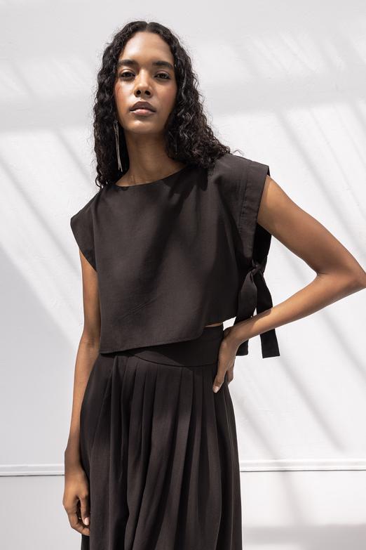 %100 Tencel Yan Bağlama Detaylı  Bluz