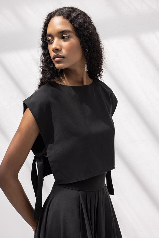 %100 Tencel Yan Bağlama Detaylı  Bluz
