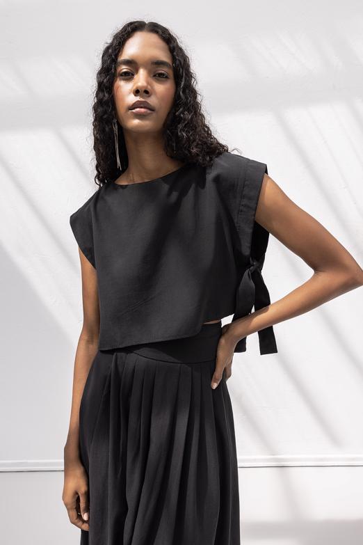 %100 Tencel Yan Bağlama Detaylı  Bluz
