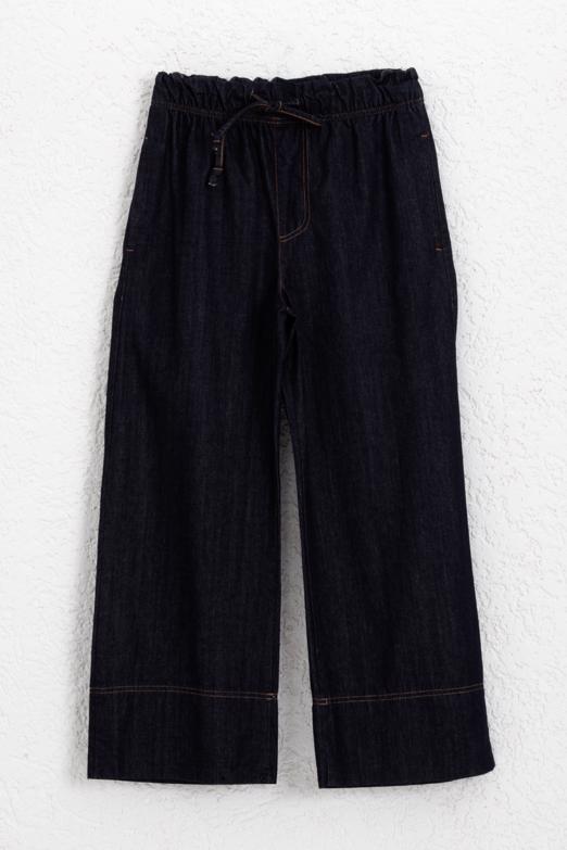 Bağcıklı Geniş Paça Denim Pantolon