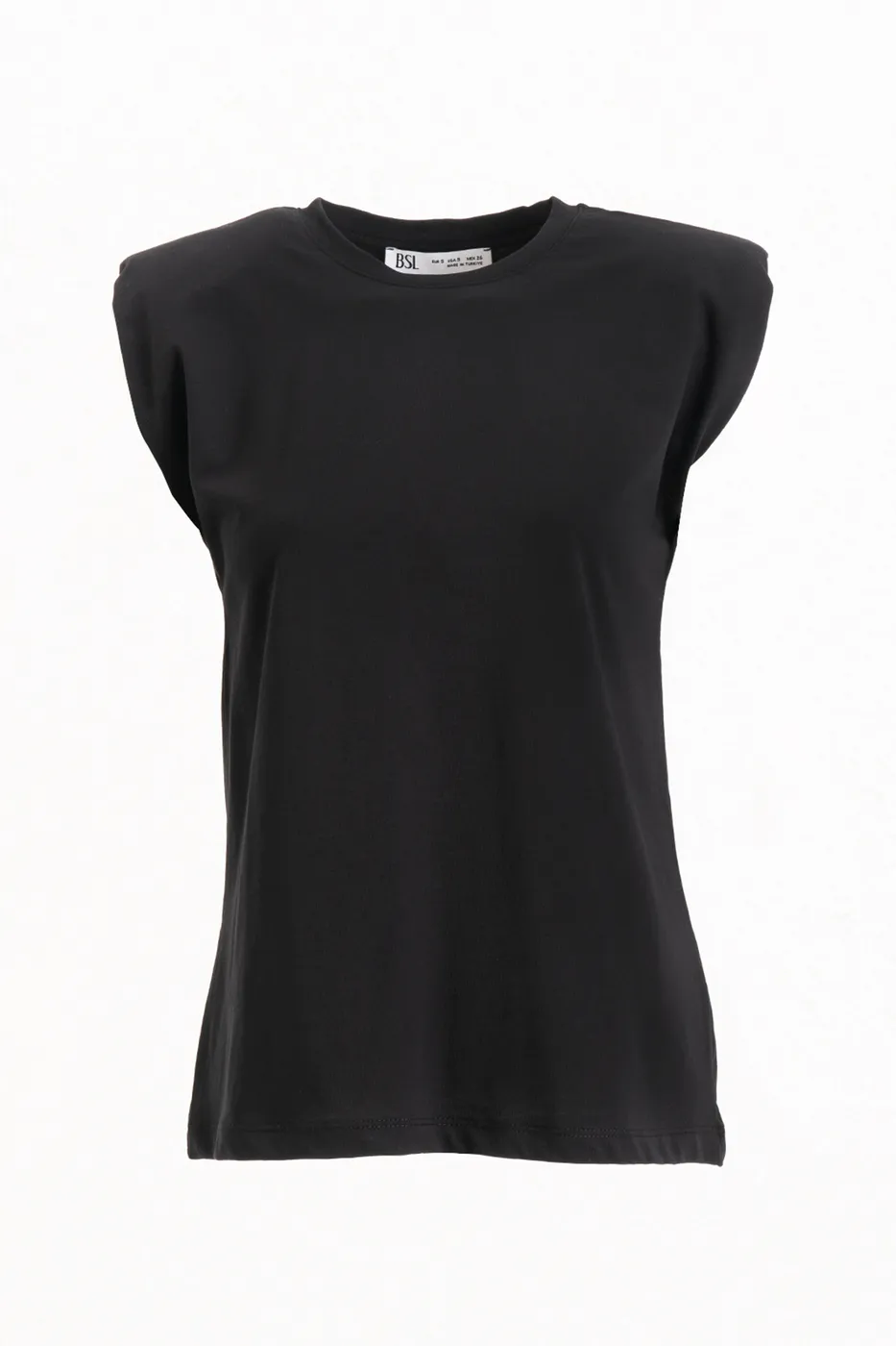 Bayan Siyah Vatkalı Basic Tshirt