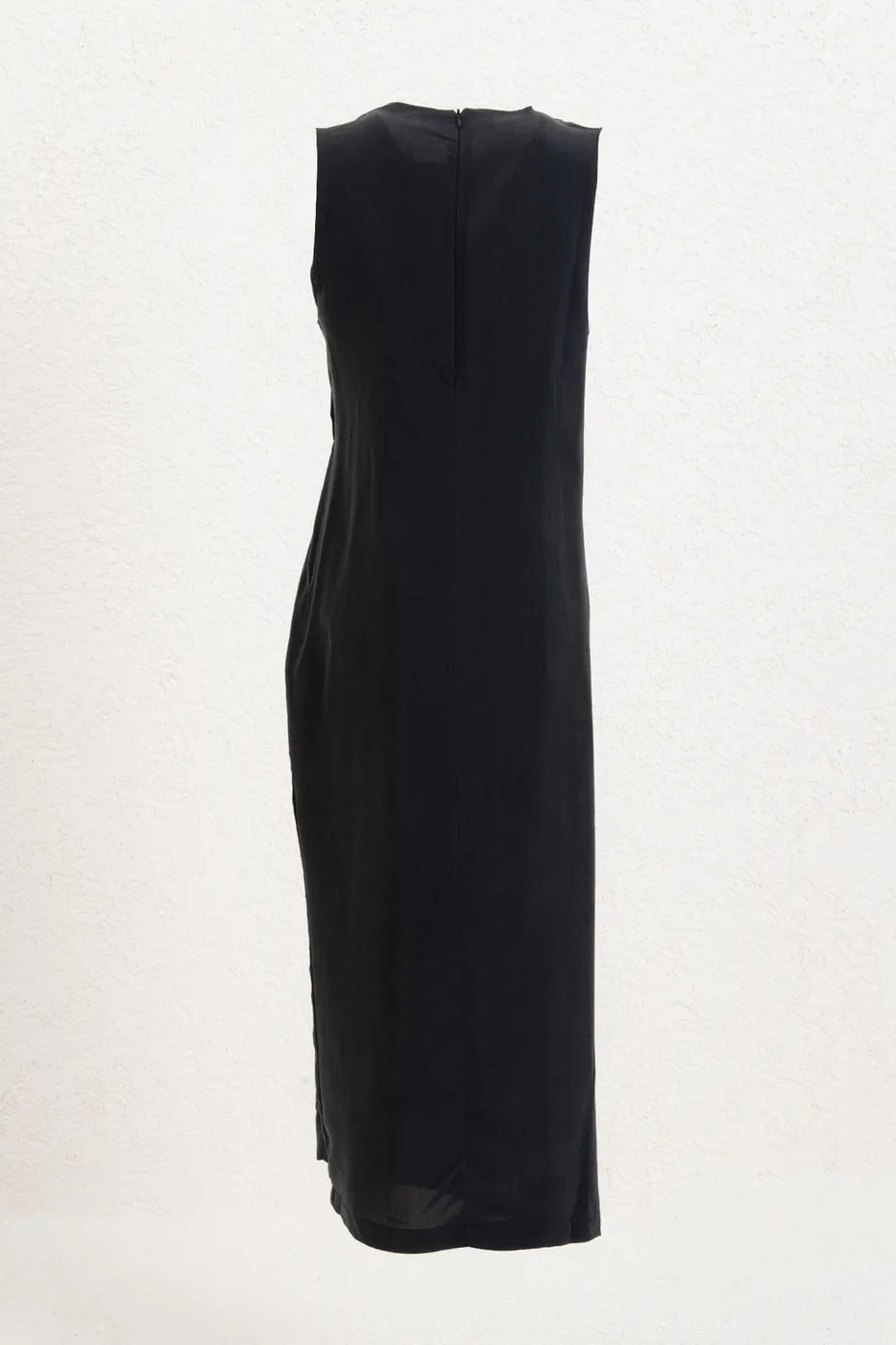 Bayan Antrasit Tencel Drape Detaylı Midi Elbise