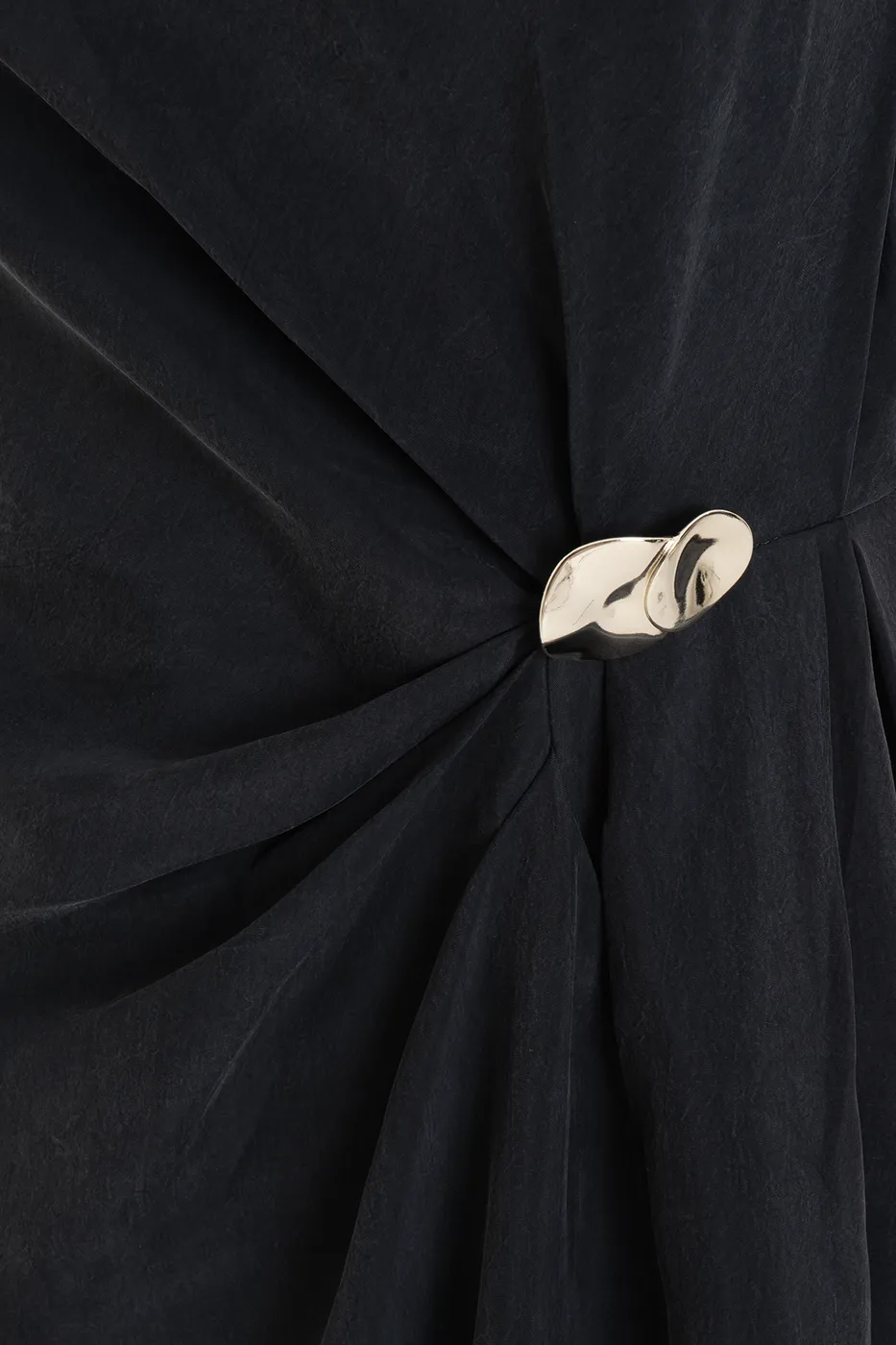 Bayan Antrasit Tencel Drape Detaylı Midi Elbise