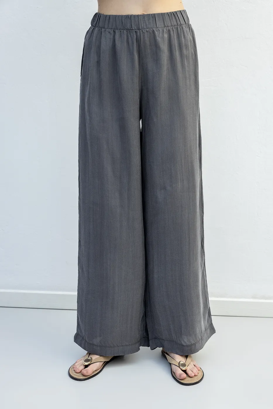 Bayan Antrasit Lyocell Oversize Pantolon