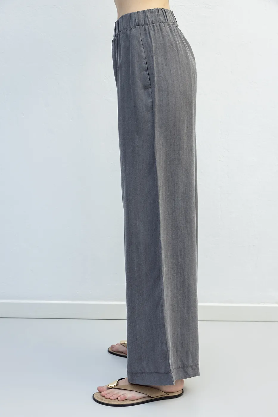 Bayan Antrasit Lyocell Oversize Pantolon