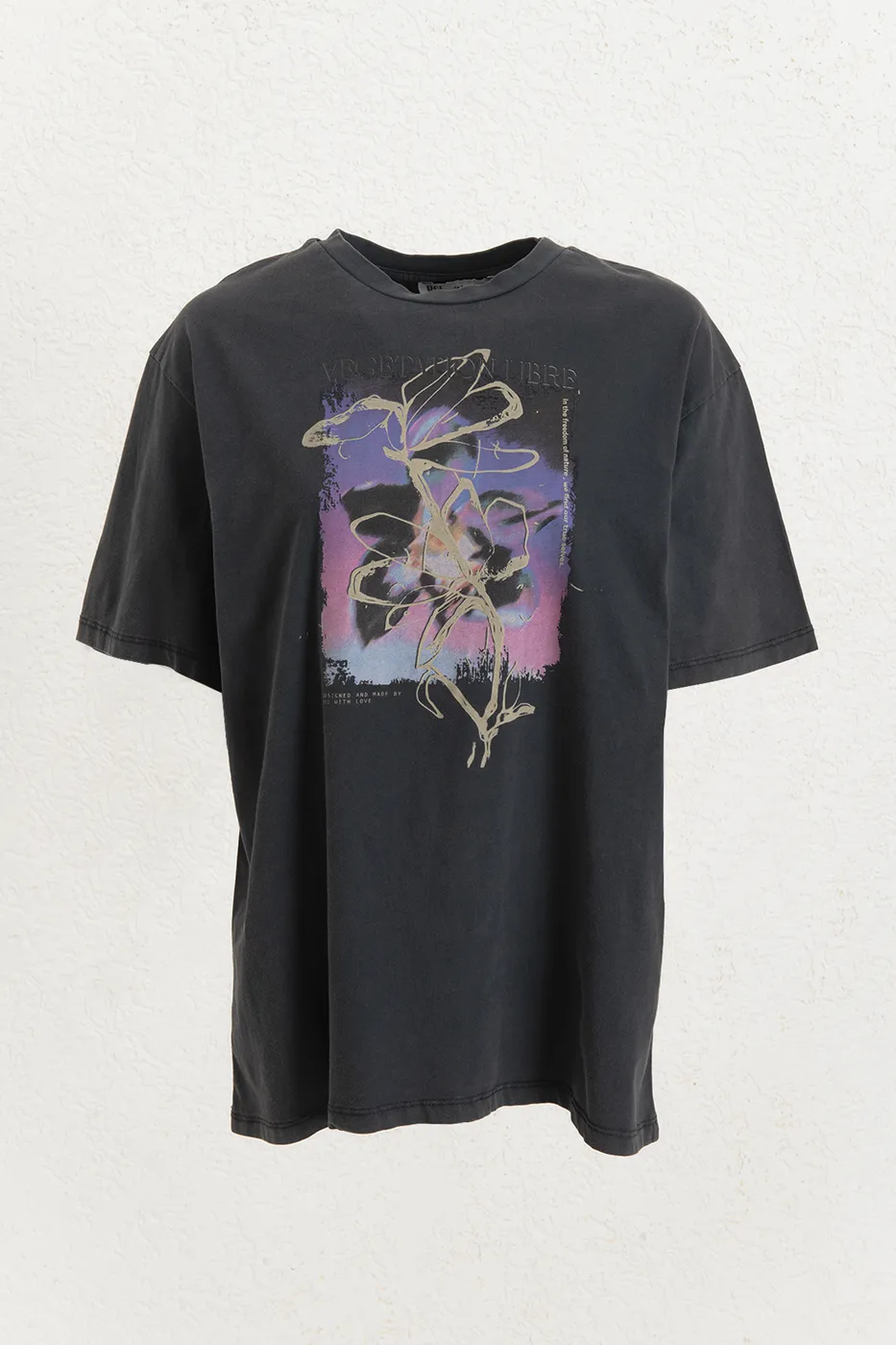 Bayan Antrasit Baskılı Oversize Tshirt