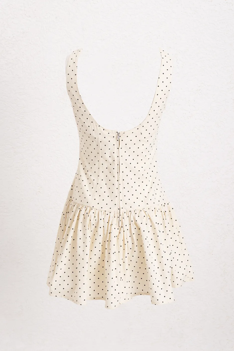 Bayan Ekru %100 Cotton  Büzgülü Mini Elbise