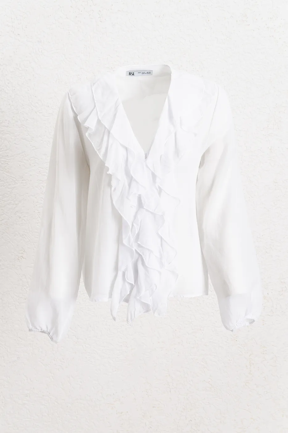 Bayan Beyaz Volanlı Cotton Gömlek