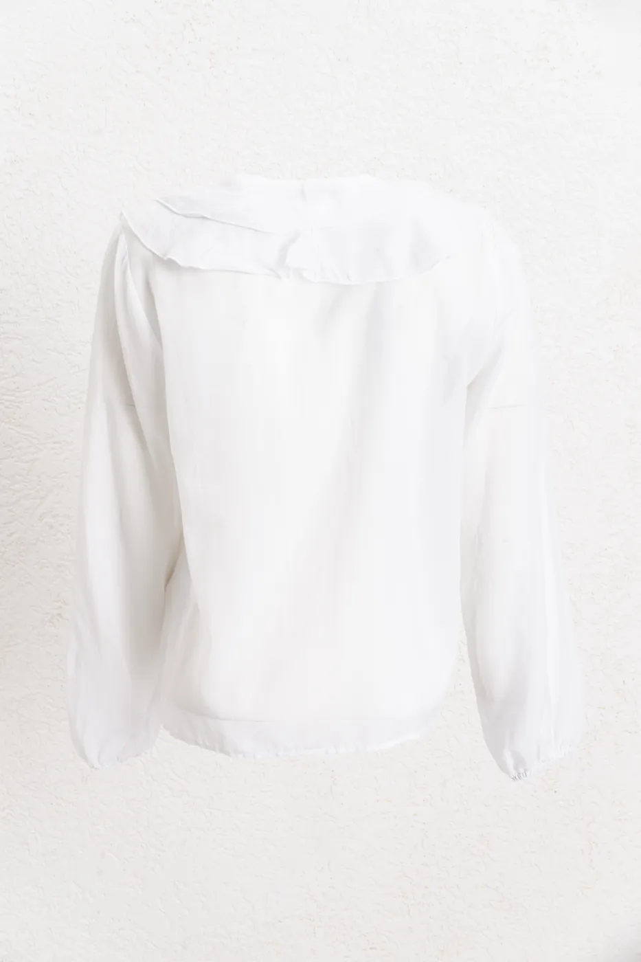 Bayan Beyaz Volanlı Cotton Gömlek