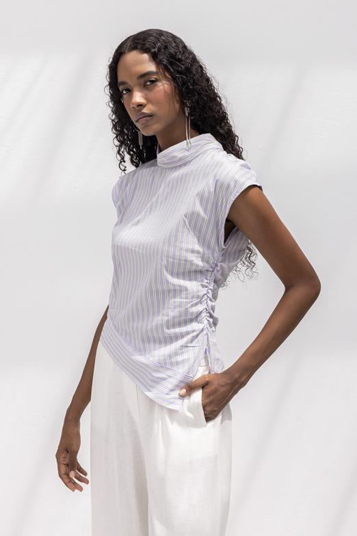 Asimetrik Poplin Bluz