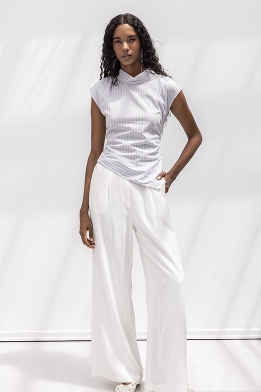 Asimetrik Poplin Bluz