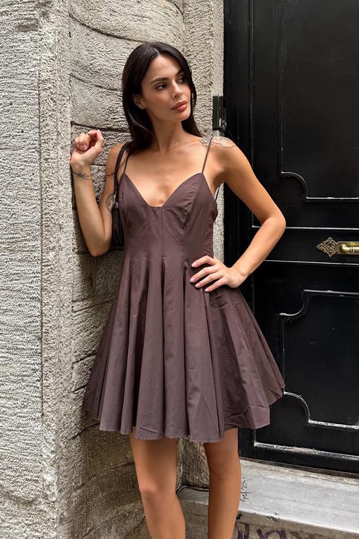Askılı Poplin Mini Elbise
