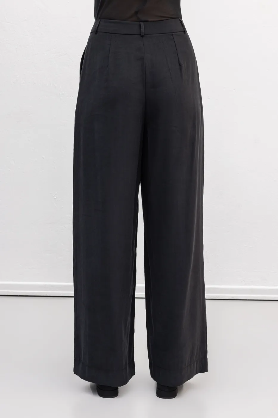 Bayan Siyah Tencel  Palazzo Dökümlü Pantolon