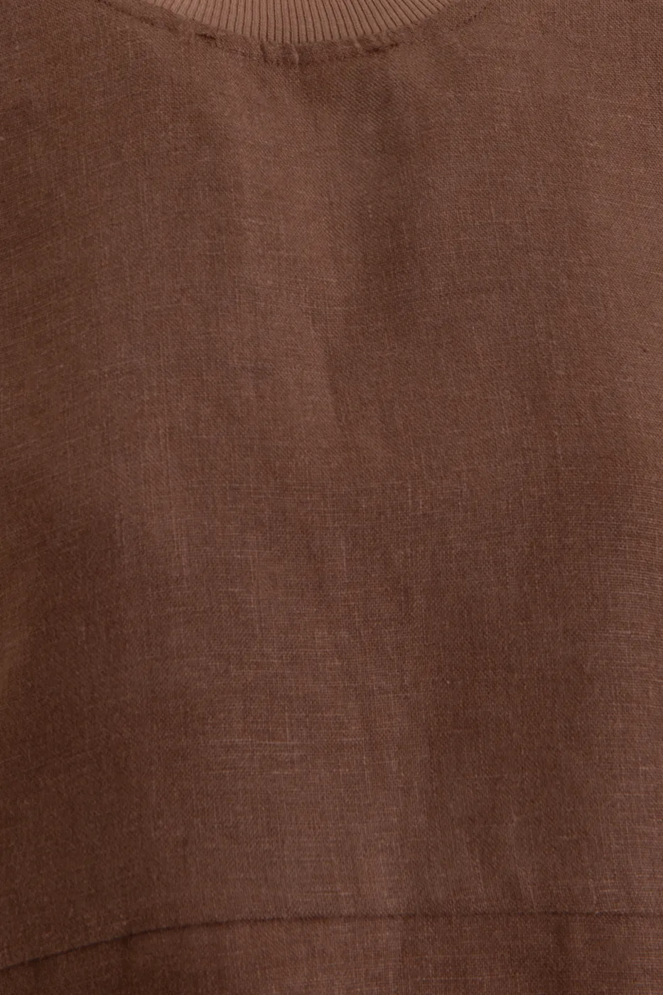 Bayan Kahverengi Yandan  Bağcıklı  Crop Keten  Bluz