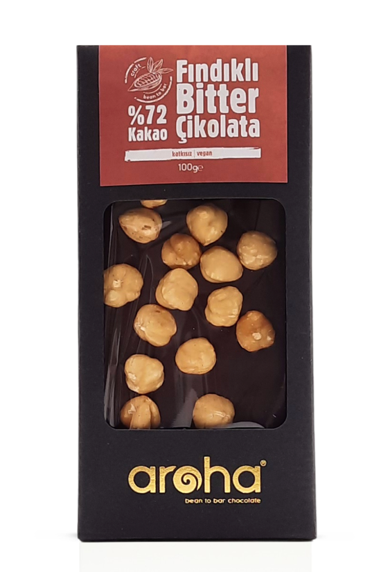 Erkek genel %72 Kakao Fındıklı Bitter Çikolata. 100 Gr.